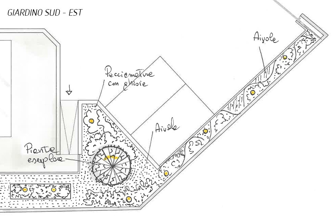 Disegno preparatorio progetto 'Giardino d'autore in stile moderno'